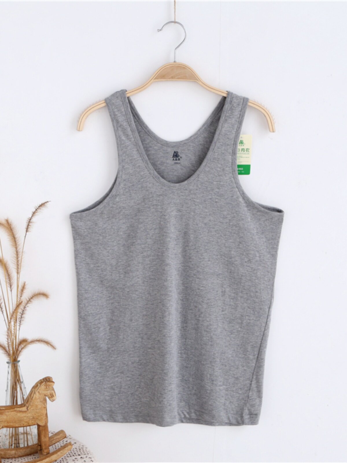 AB 속옷 중년 및 노인 조끼 남성용 순면 스포츠 흰색 언더 셔츠 바닥 I 자형 통기성 노인 셔츠 여름