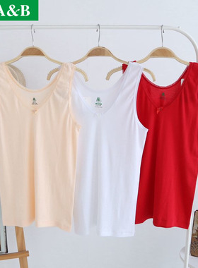 AB内衣百搭打底纯棉本命年大红小背心全棉细针罗纹吊带衫女 8191
