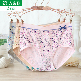内裤 弹力莱卡纯棉妈咪大码 0108 女精梳棉抗菌高腰女士平角裤 AB内裤