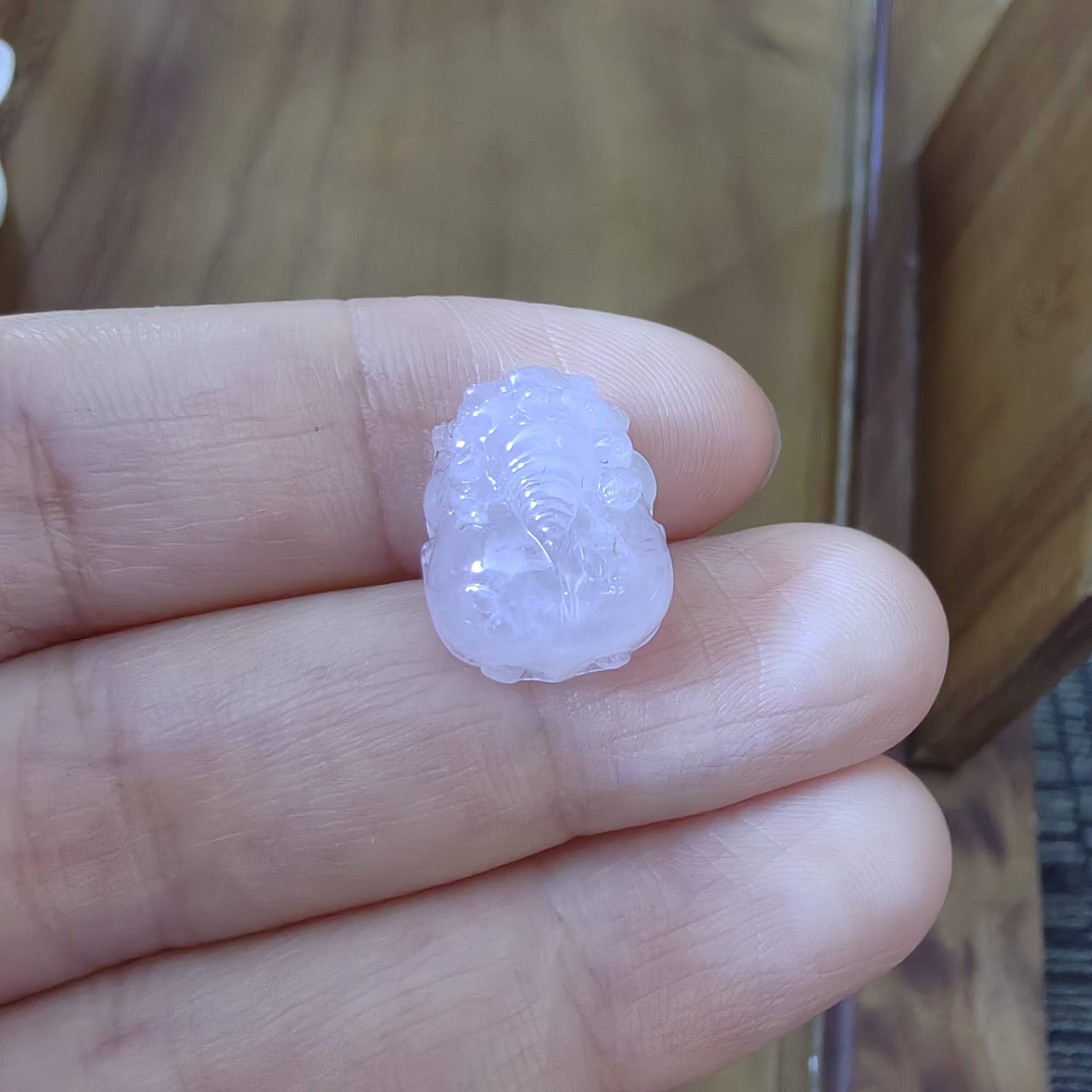珑心珠宝温柔的春天冰种粉紫翡翠貔貅吊坠戒指裸石