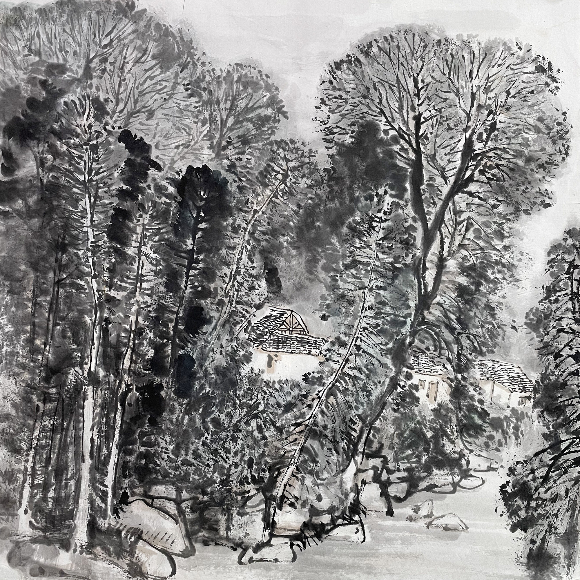 原稿山水画保真迹水墨画国写生创作孤品中式挂画无款无印手绘宣纸