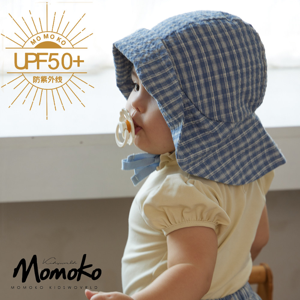 momoko格子超大帽檐遮阳帽图片