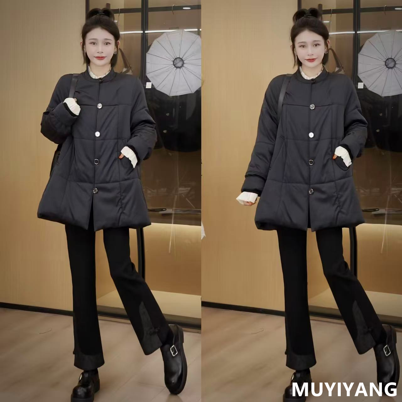 【砚菱】独特超好看大口袋盘扣高定版棉衣外套 衣长79 25-538