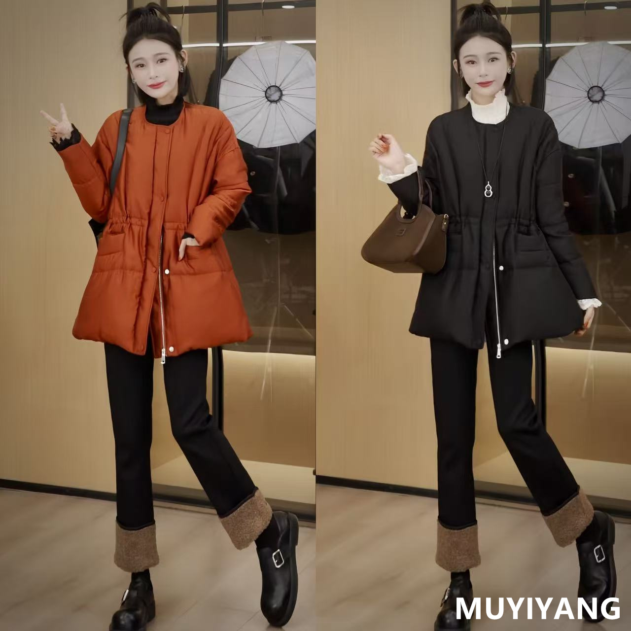 【轻暖】设计感小众收腰90鹅绒高定版羽绒服 衣长74 25-591#