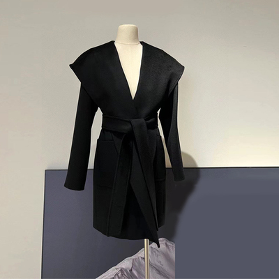 rialto双面水波纹短款大衣女连帽