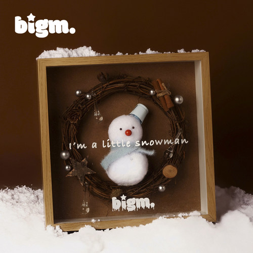 bigm圣诞雪人小熊情人摆件原创