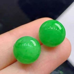 正阳绿翡翠散珠玉珠子满绿色翡翠玉珠翠绿色翡翠玉珠手链项链配珠