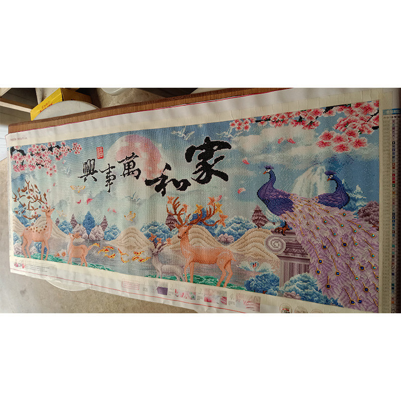 荣荣纯手工十字绣成品魔方钻石画家和万事兴孔雀客厅满钻装饰挂画