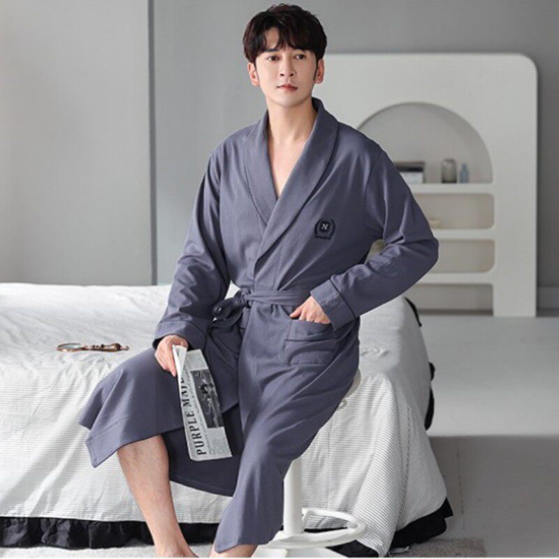 夏季长袖男睡袍加肥加大码性感纯棉浴袍XXXXXL码睡衣胖佬穿200斤