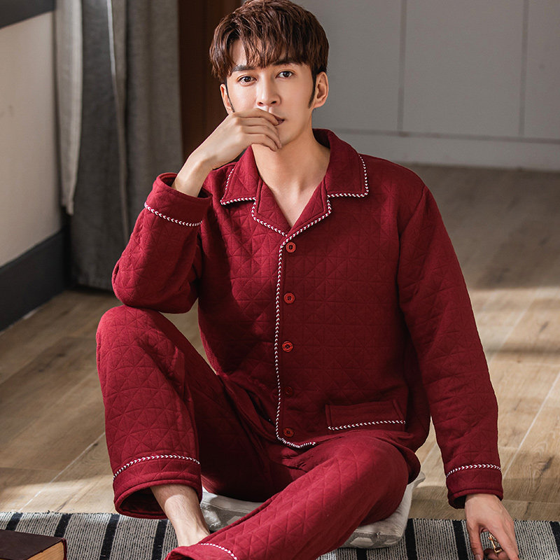 秋冬季红色睡衣男士纯棉加厚薄款夹棉保暖夹层老人爸爸套装有口袋,女士内衣/男士内衣/家居服,睡衣/家居服套装,淘宝优惠券,粉丝福利购,淘宝优惠卷