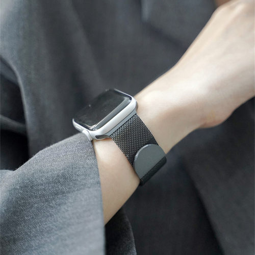 适用苹果iwatch表带applewatch配件磁吸米兰尼斯手表两节带不锈钢