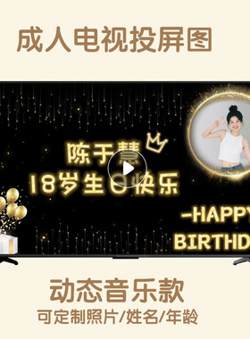 18岁成人礼电视投屏图片定制十八男生女孩生日背景墙装饰投影高清
