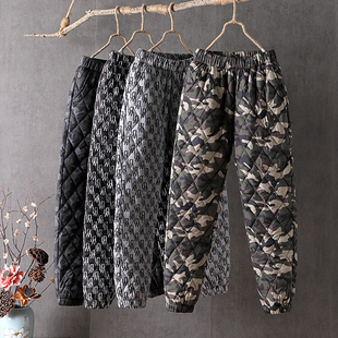 外穿高腰束口加厚宽松休闲迷彩保暖棉裤 轻薄羽绒棉裤 女2025冬新款