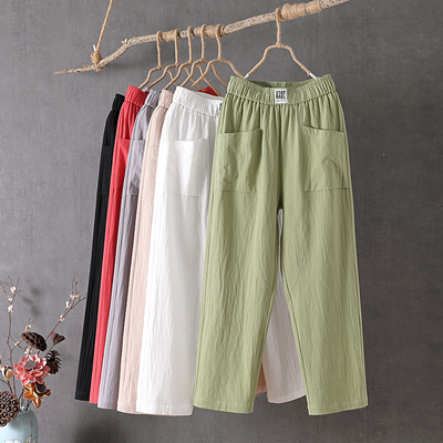 高腰新中式耶芙茹九分运费险棉麻