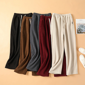 女士高腰直筒休闲灯芯绒女裤 加绒裤 子 女2026秋冬新款 雪尼尔阔腿裤