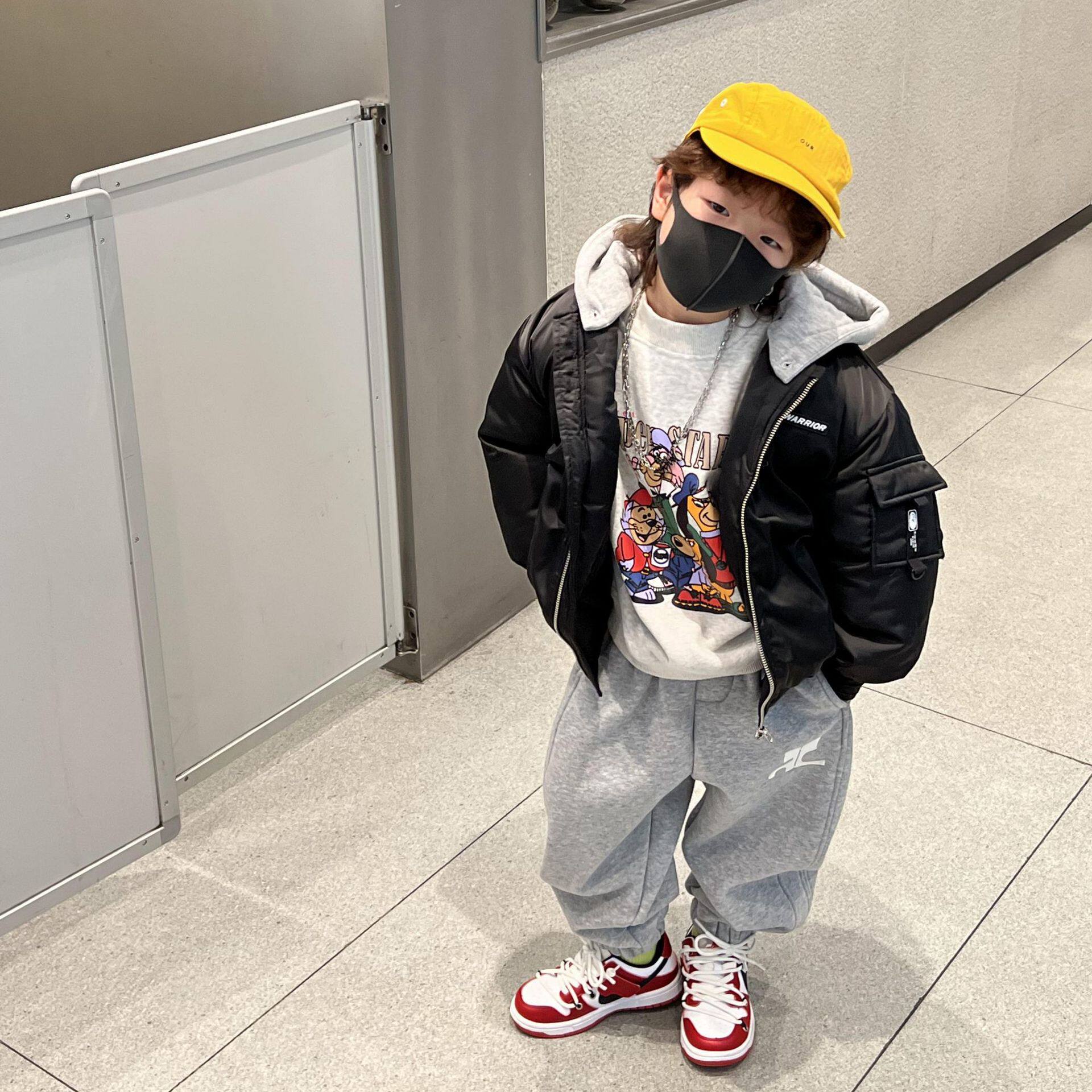 皮皮虾  男童外套连帽冬款加绒加厚保暖百搭好穿外衣上衣防风夹棉