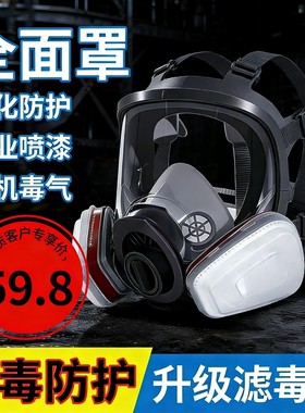 悦峰防毒面具喷漆化工打农药装修防粉尘硅胶防尘毒全面具防护面罩