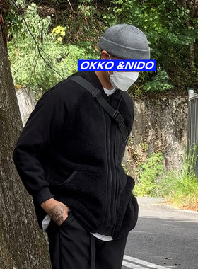okko薄款宽松百搭夹克摇粒绒秋冬