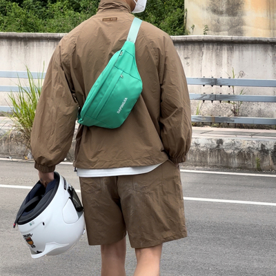 OKKO周边尼龙斜挎包纯浅绿色摩托骑行手机包多口袋包单肩包腰