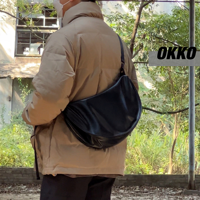 okko休闲饺子包纯色软皮休闲日系
