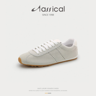 卡斯高真皮软皮软底系带运动休闲轻便跑步鞋 女