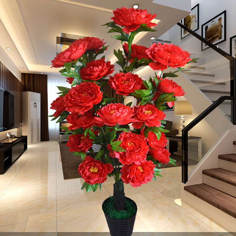 带座24头假树落地绿植盆景仿真花