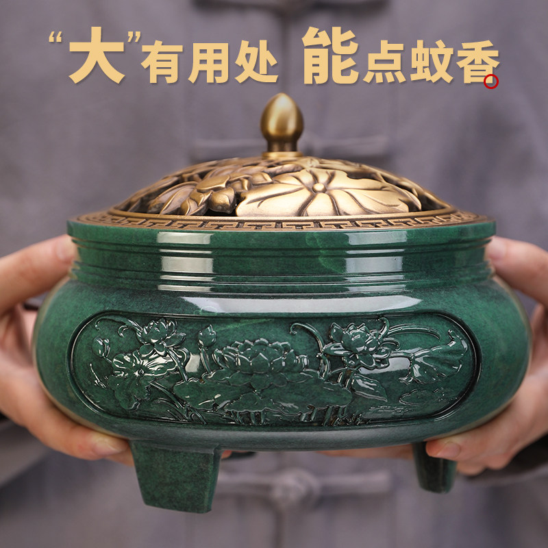 速发纯铜香炉家用供奉盘蚊炉特大号香佛炉檀香炉仿古沉香炉礼香熏