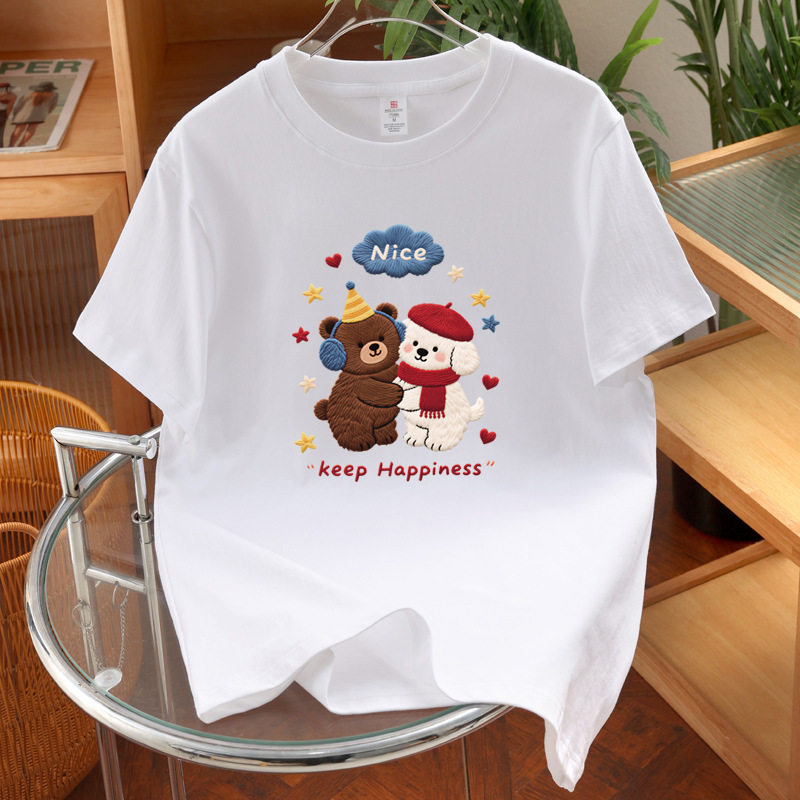 大码正肩短袖t恤女2026夏季情侣装慵懒风宽松小众设计感韩版百搭