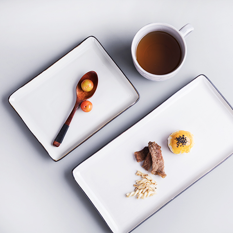 创意日式长方形家用餐具陶瓷盘子