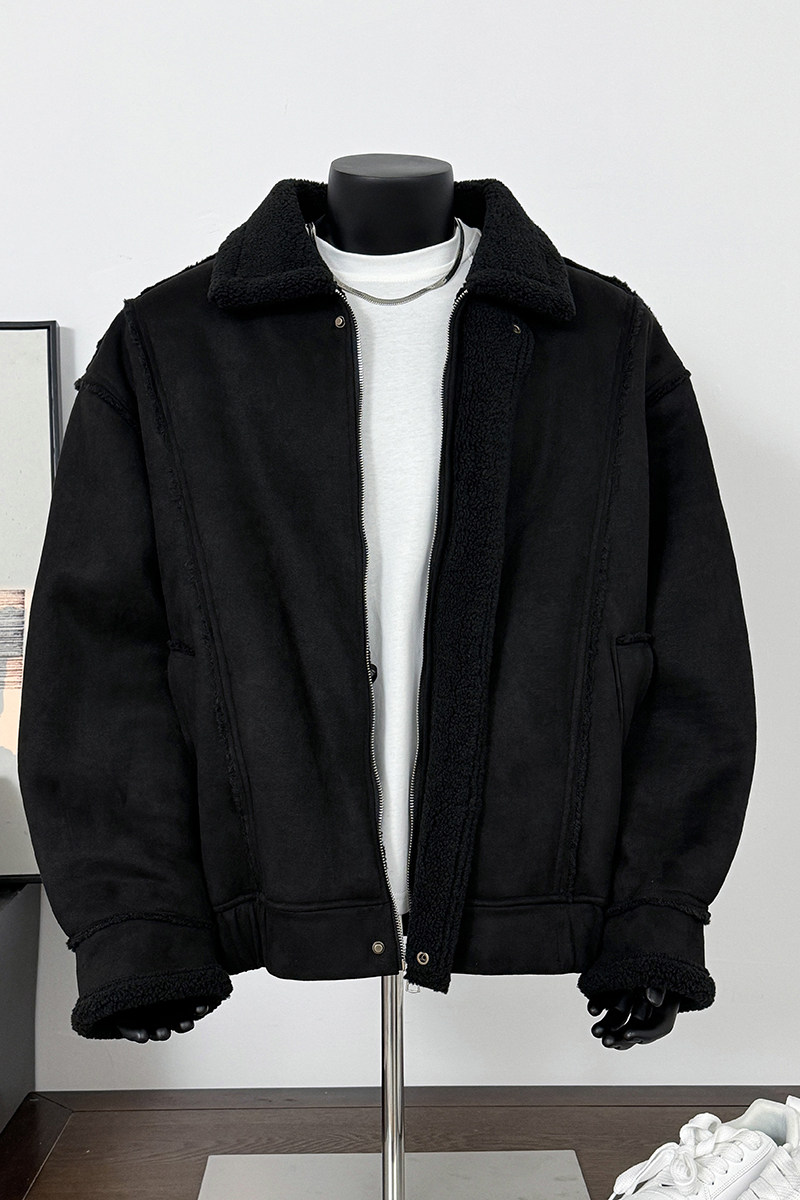 25冬季新款美拉德皮毛一体加厚外套保暖机车棉服潮705-M72-P120,男装棉衣,星座705