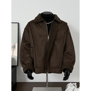 25冬季新款美拉德皮毛一体加厚外套保暖机车棉服潮705-M72-P120图片