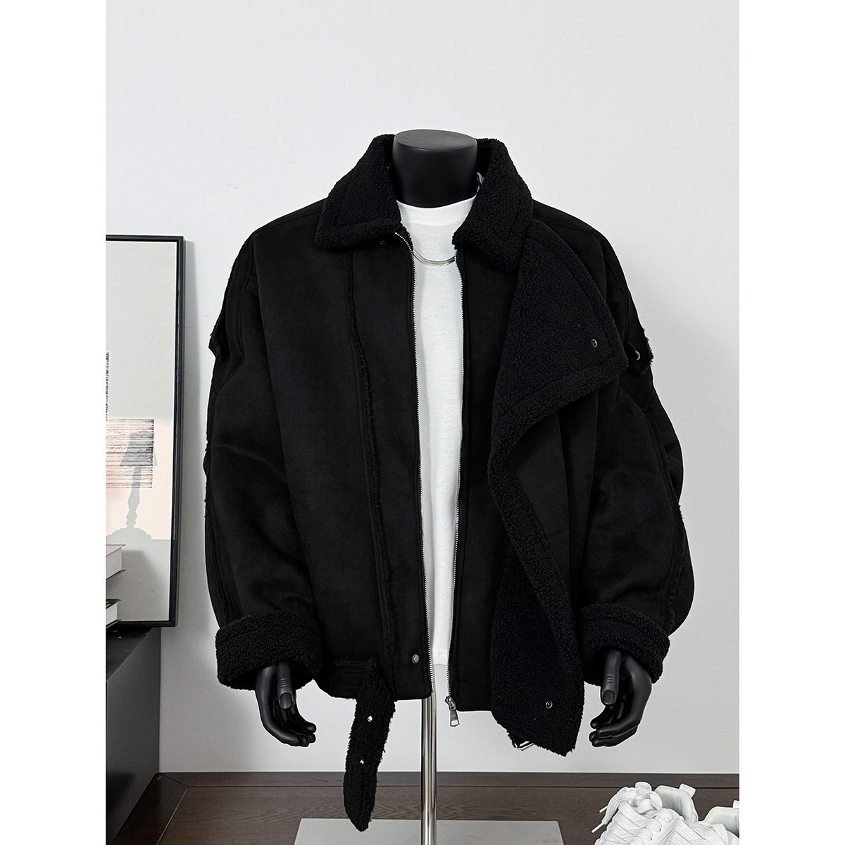 25冬新美拉德皮毛一体加厚外套保暖机车棉服暗黑风潮705-M71-P128,男装棉衣,星座705