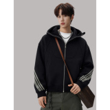 26春季重磅美式连帽卫衣夹克潮流复古撞色条纹开衫705-W8861-P65，男装夹克，星座705