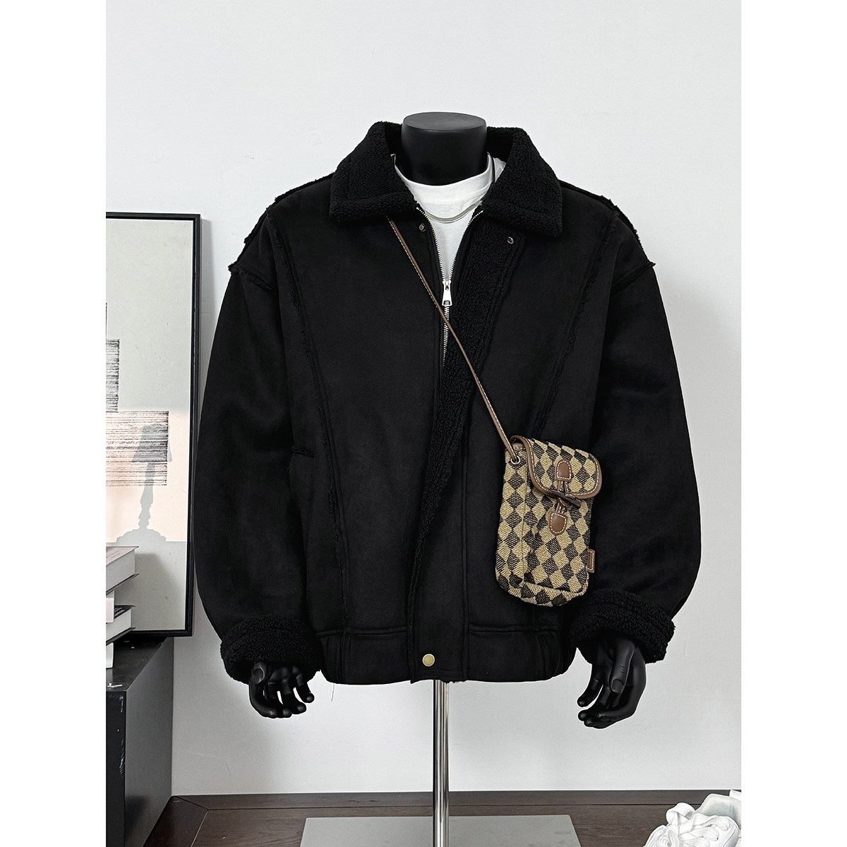 25冬季新款美拉德皮毛一体加厚外套保暖机车棉服潮705-M72-P120,男装棉衣,星座705