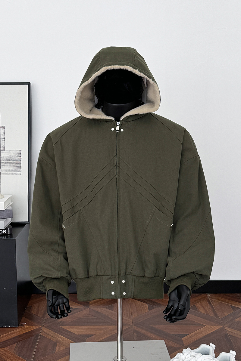 25冬新款潮美式连帽座山雕加毛加厚保暖外套棉服705-M73-P128，男装棉衣，星座705