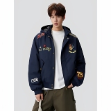 【高质量】春季复古潮美式刺绣可拆卸帽子百搭外套705-JK5908-P70，女装短外套，星座705