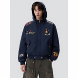 【高质量】春季复古潮美式刺绣可拆卸帽子百搭外套705-JK5908-P70，女装短外套，星座705
