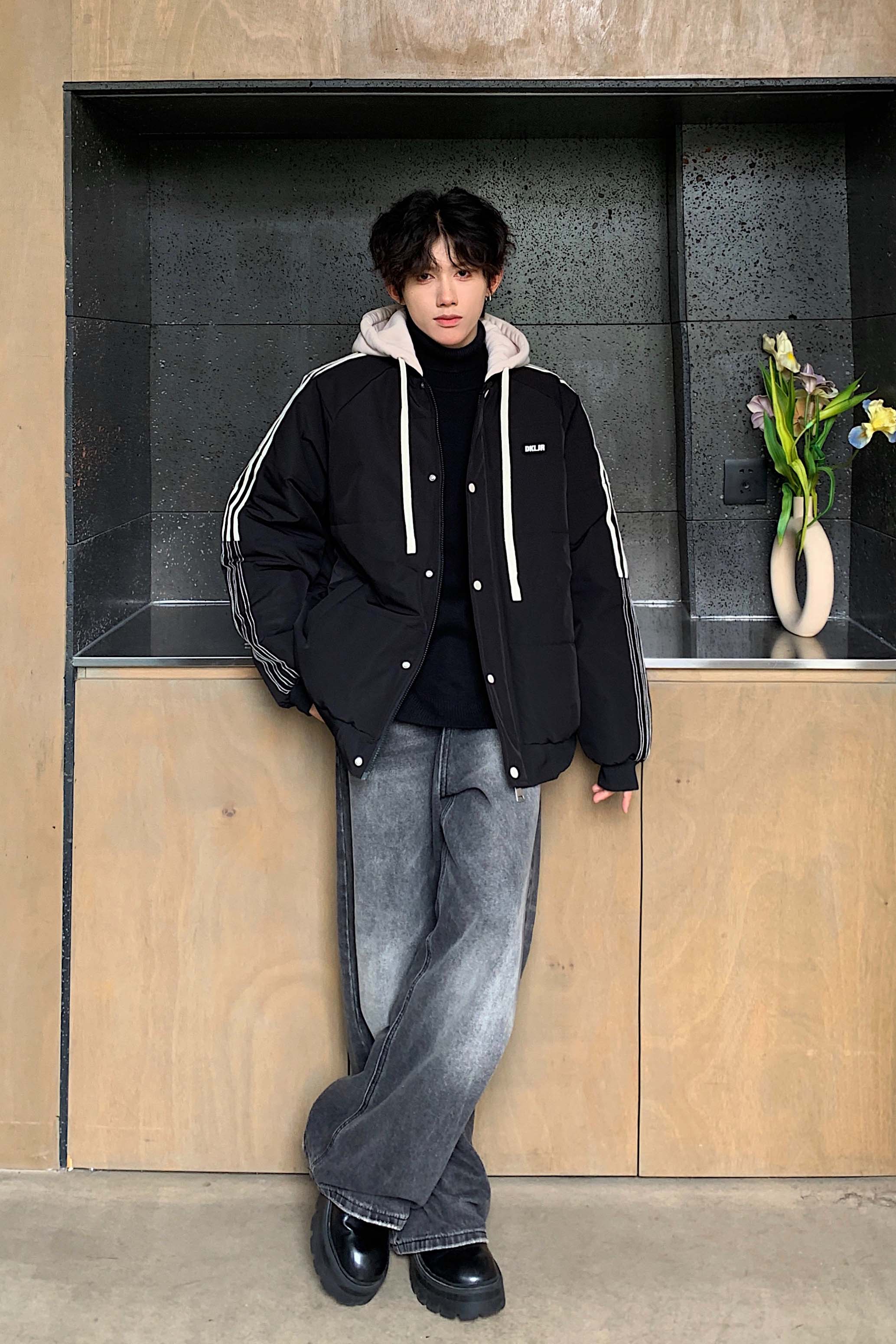 25冬装 现货 假两件贴标连帽棉衣男加厚棉服外套705-M501-特P40图片