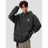 26春美式慵懒条纹复古连帽上衣新款百搭通勤卫衣705-jk5907-特P72，男装卫衣，星座705