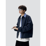 26春美式格子翻领潮拼接男士外套高级宽松短款上衣705-JK5886-P75，女装短外套，星座705