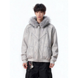 25冬座山雕加绒加厚连帽毛领式扎染棉服复古美特批705-W3692-P100，男装棉衣，星座705