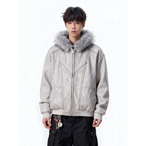 25冬座山雕加绒加厚连帽毛领式扎染棉服复古美特批705-W3692-P100图片
