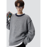 26春老钱风撞色手工明线圆领套头重磅男女情侣毛衣705-Y816-TP55，男装针织衫/毛衣，星座705