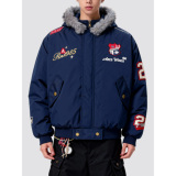 【三色现货高品质】复古刺绣徽章拆卸帽毛领棉服705-M73699-P100，男装棉衣，星座705