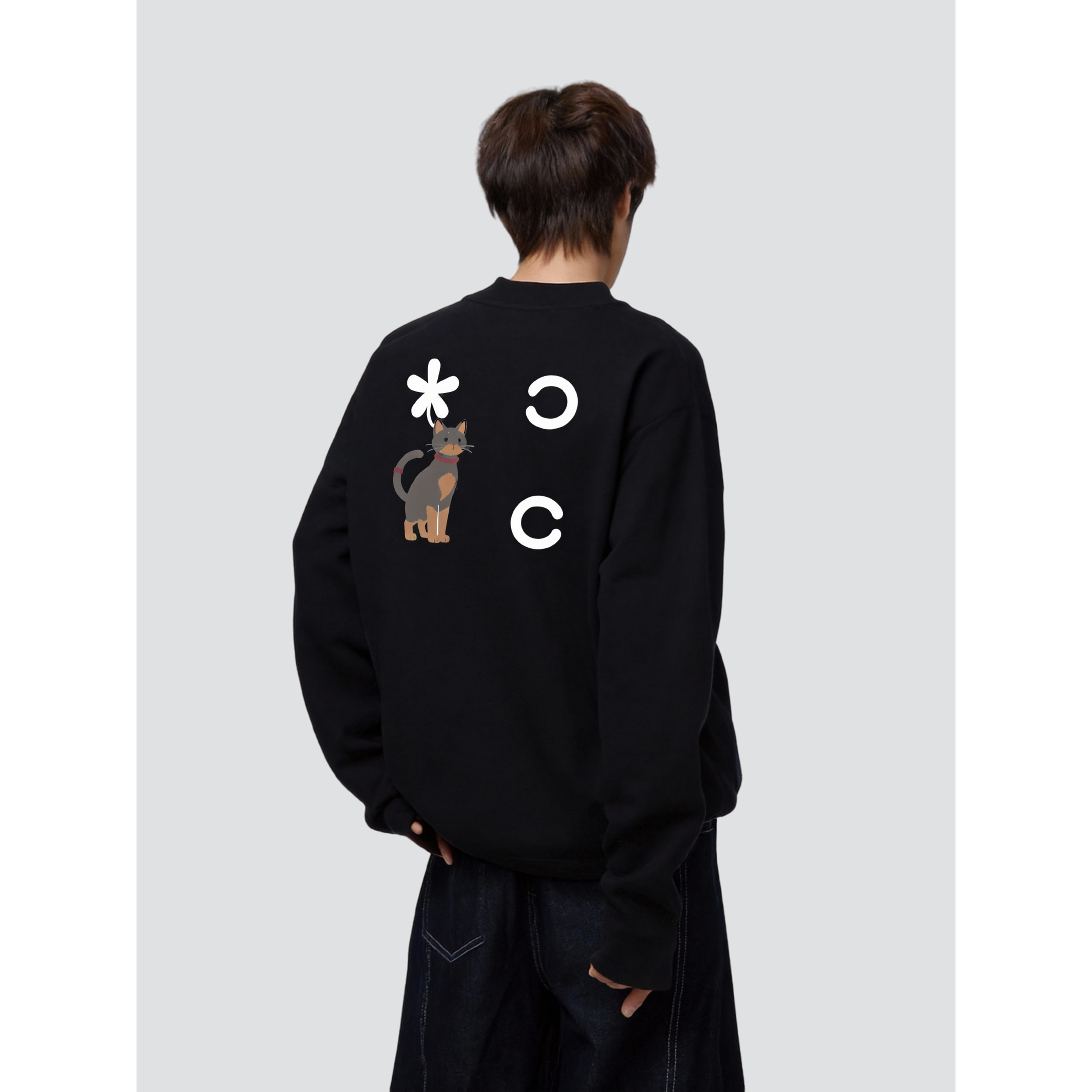 26春纯棉T恤宽松印花小猫休闲OVERSIZE男女慵懒风705-WY1666-P28，男装T恤，星座705