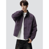 26春复古撞色翻领工装夹克拼接字母印花百搭外套705-JK5881-特P78，男装夹克，星座705