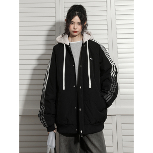 25冬装 现货 假两件贴标连帽棉衣中性加厚棉服外套705-M501-特P40图片