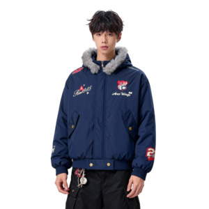 25冬复古刺绣徽章座山雕拆卸帽毛领美式暖棉服特批705-M3699-P100图片