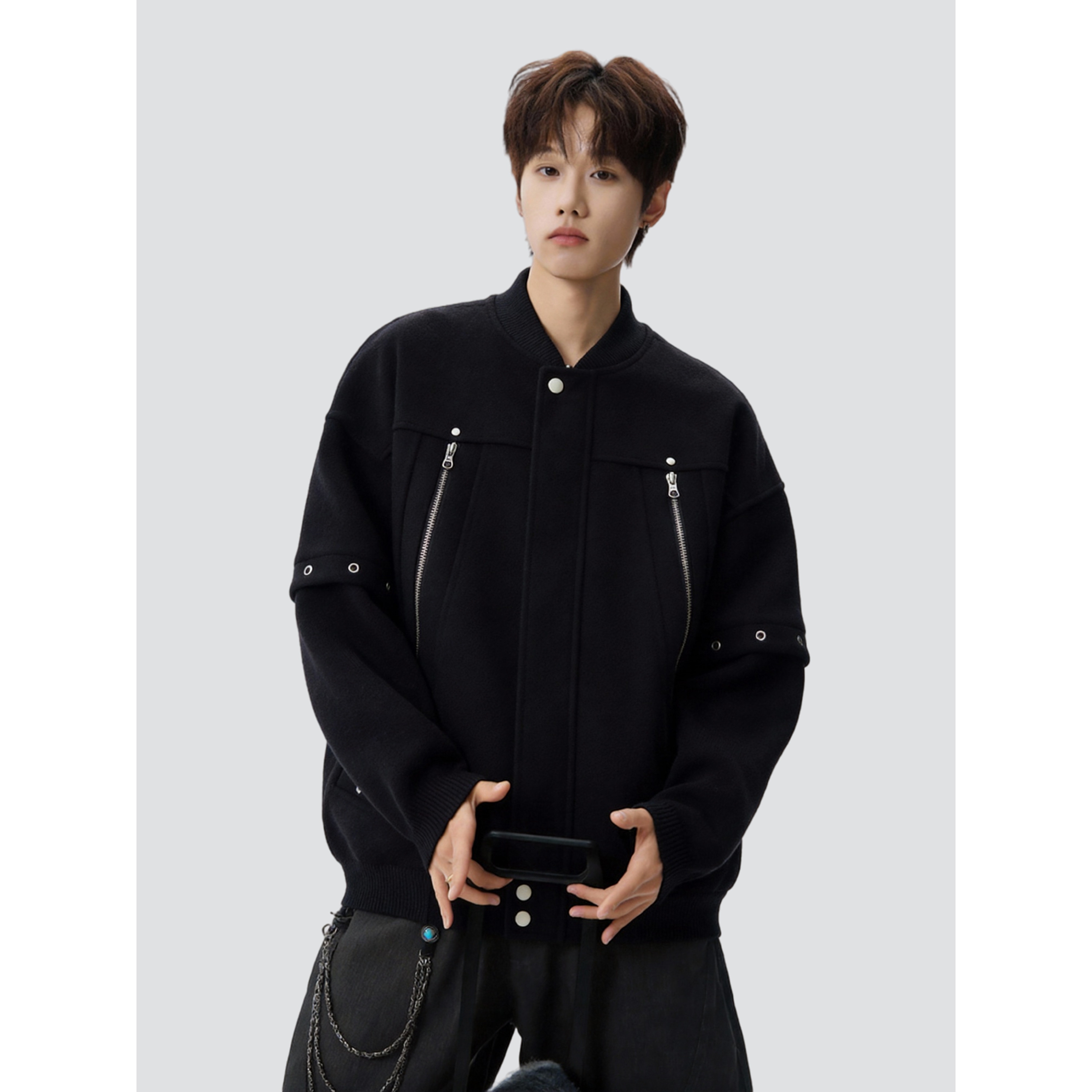 【现货】26春新美式复古拼接棒球服拉链夹克呢外套705-W8867-P88,男装夹克,星座705