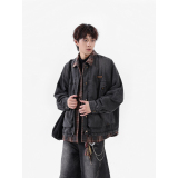 2025秋新款牛仔水洗假两件时尚百搭男夹克外套705-W8852-P128，男装工装外套，星座705